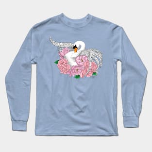 Swan and Flowers Long Sleeve T-Shirt